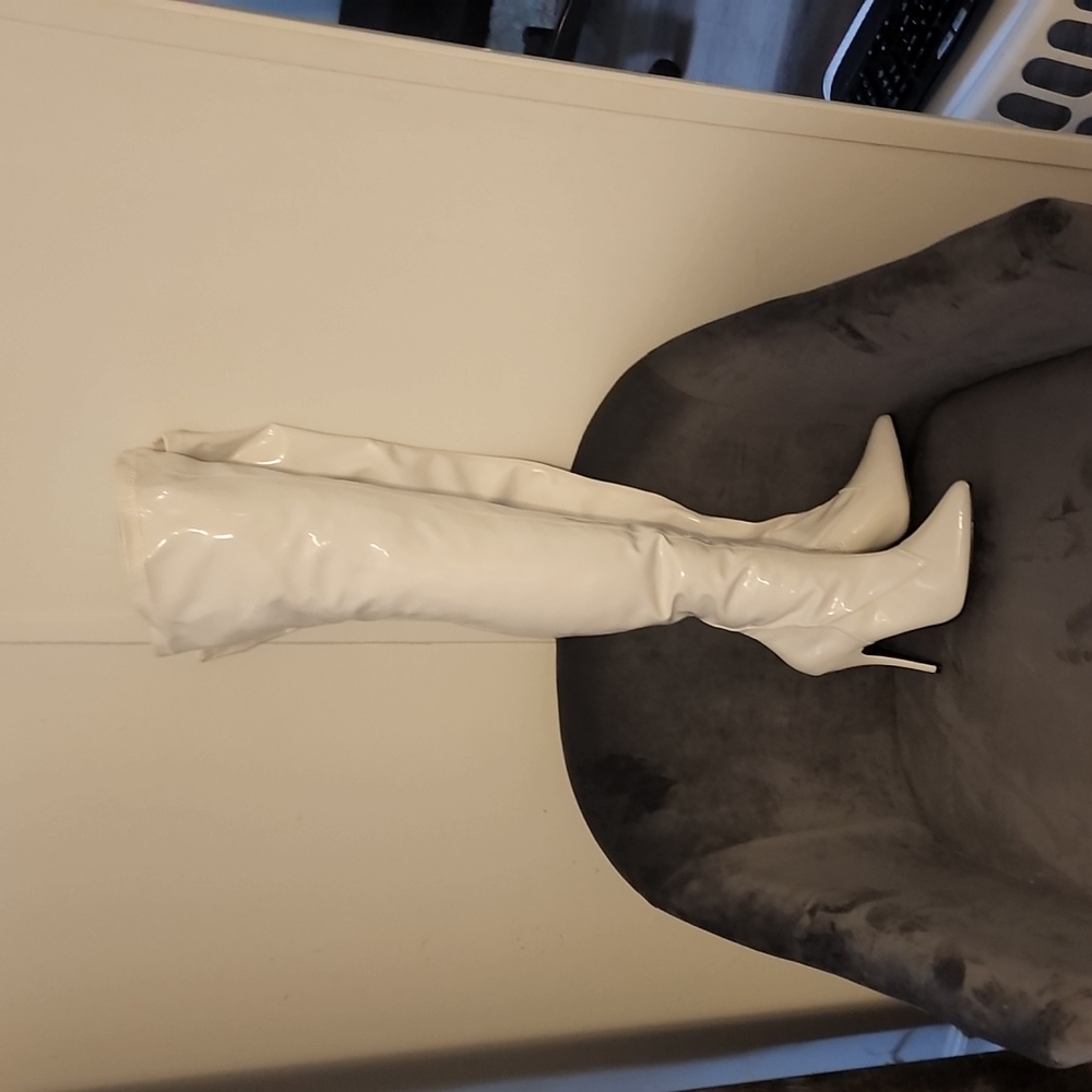 White thigh high Pleaser Boots